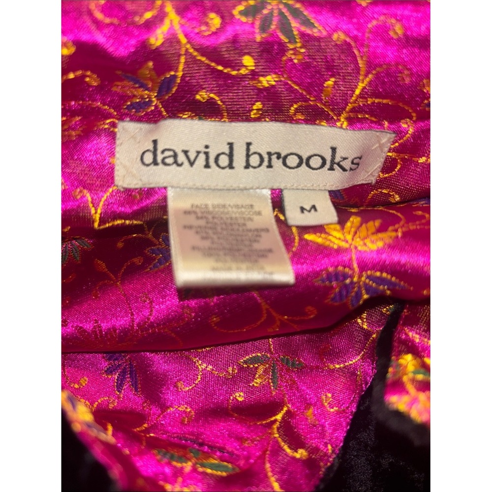 David Brooks Reversible Quilted Jacket Pink Floral Brocade Black Velvet Medium - Picture 4 of 9